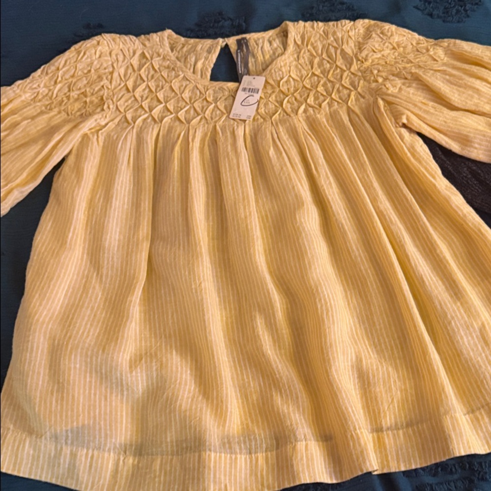 Anthropologie Liza Puff-Sleeve Smocked Linen Top NO LONGER AVAILABLE $108usd - Picture 3 of 16